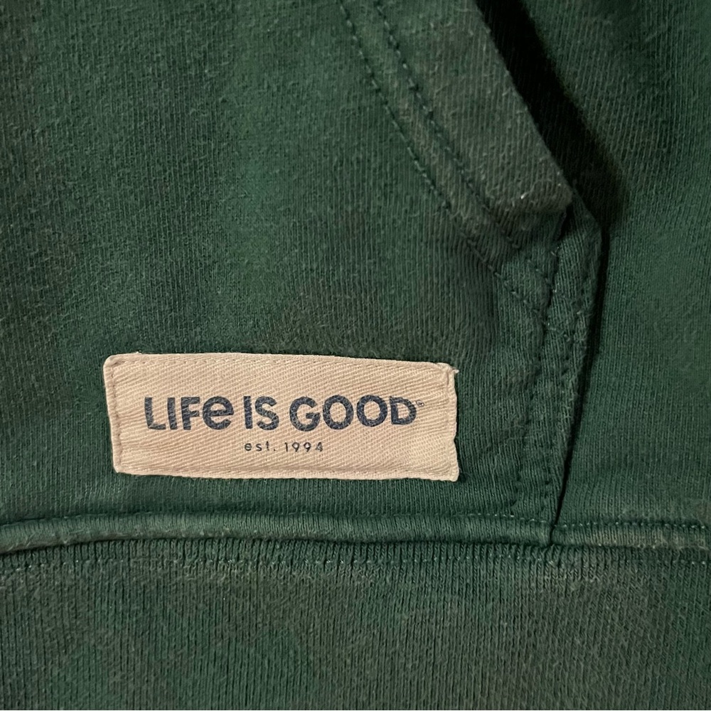Life Is Good Teal Pullover Hoodie with Multicolor "GOOD VIBES" Graphic - Picture 5 of 10
